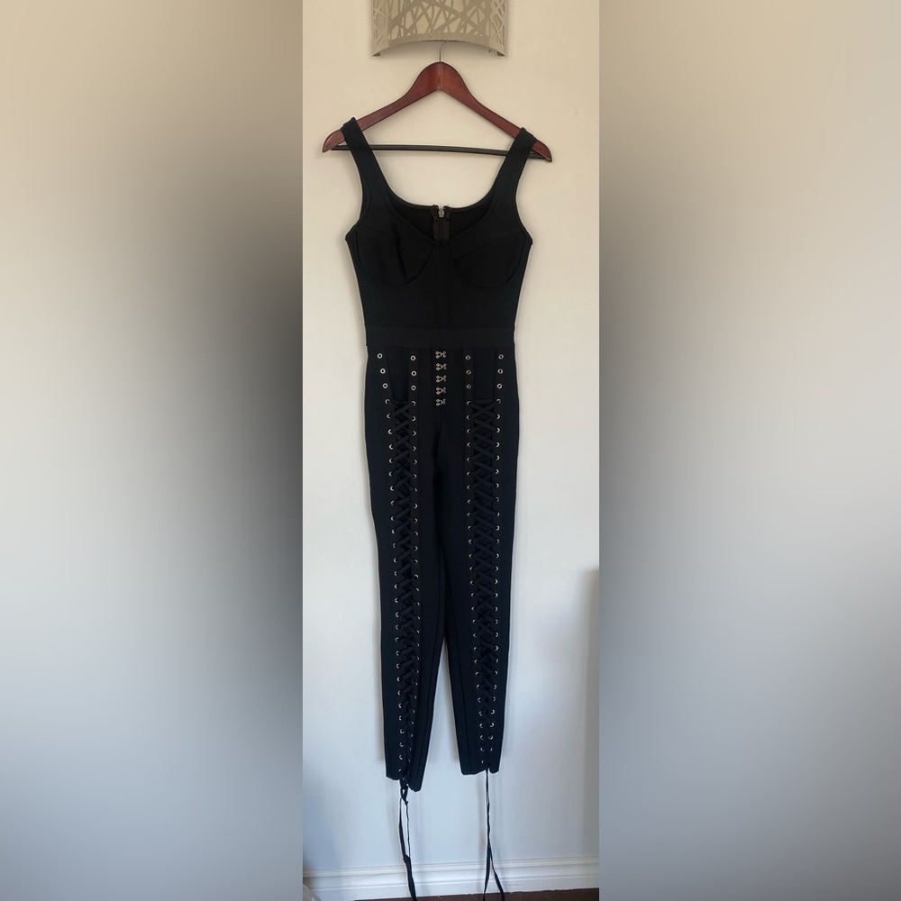 Black Lace-Up Jumpsuit